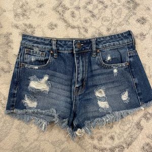 Pacsun High Rise Festival Shorts, Size 25, Slightly ripped and dark wash